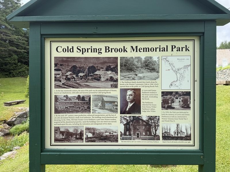 Cold Spring Brook Memorial Park Marker. Click for full size. Cold Spring Brook Memorial Park Marker image. Click for full size.