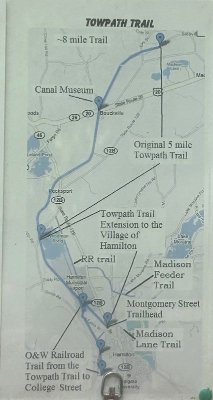 Welcome to the Chenango Canal Towpath Trail Marker. Click for full size. Welcome to the Chenango Canal Towpath Trail Marker image. Click for full size.