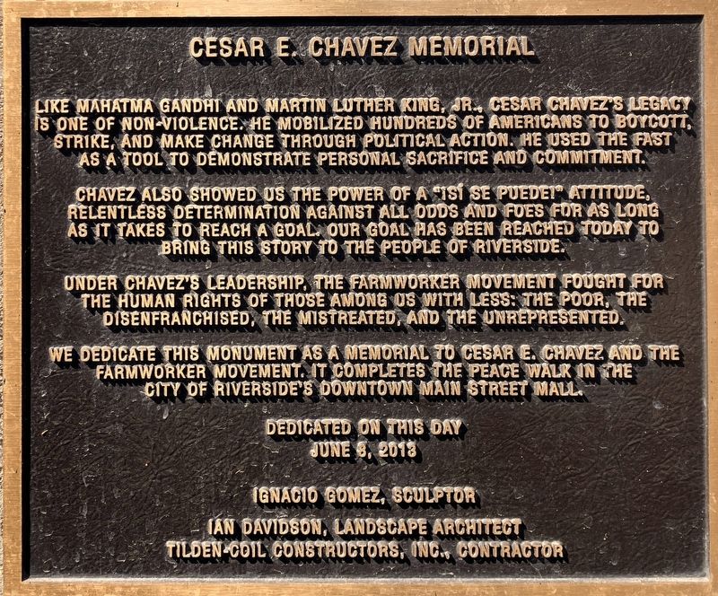Cesar E. Chavez Memorial Marker. Click for full size. Cesar E. Chavez Memorial Marker image. Click for full size.