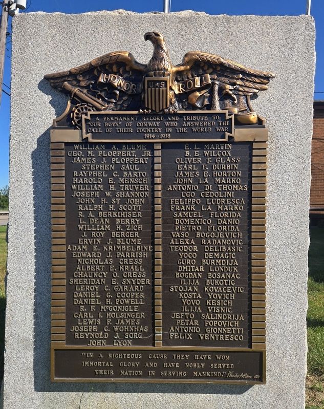 "Our Boys" of Conway Marker image. Click for full size.