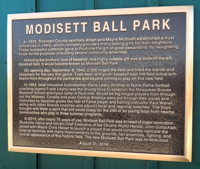 Modisett Ball Park Marker image. Click for full size.