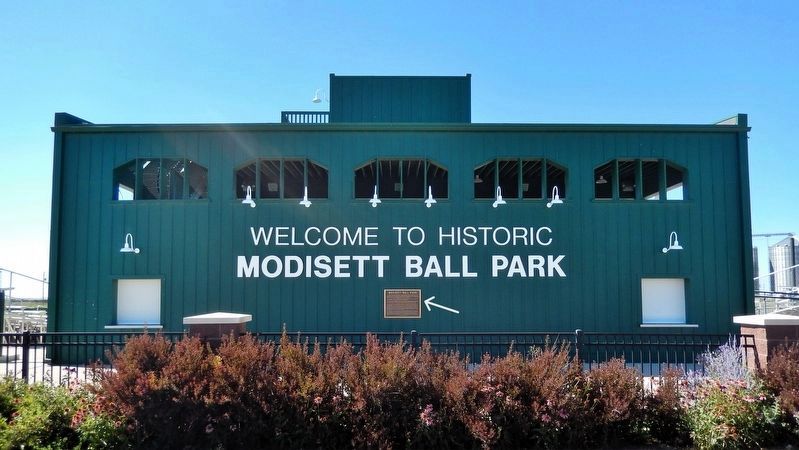 Modisett Ball Park Marker & Grandstand image. Click for full size.