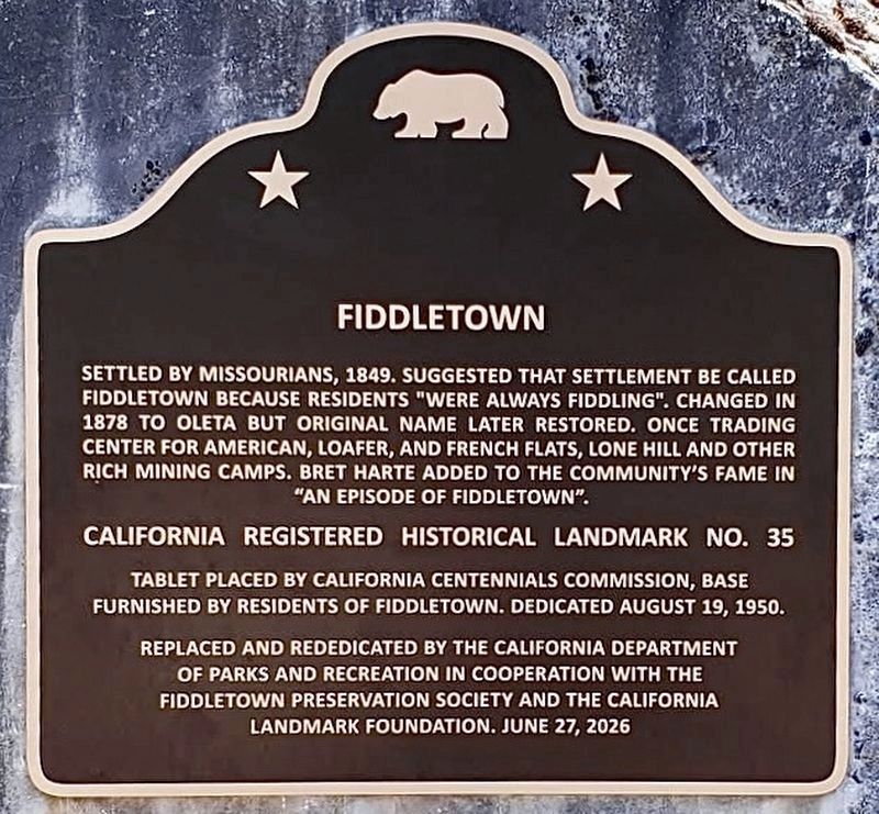 Fiddletown Marker. Click for full size. Fiddletown Marker image. Click for full size.