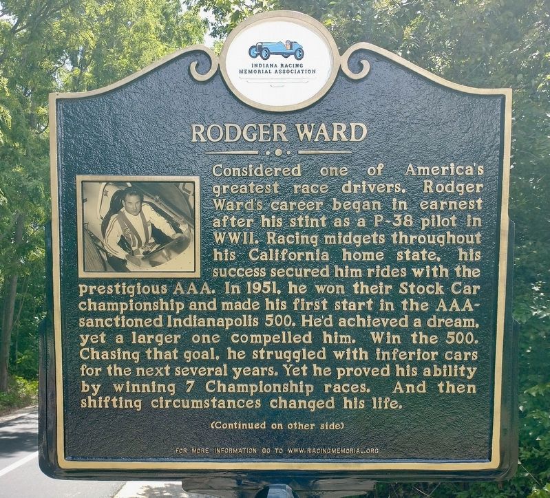 Rodger Ward Marker (Side 1). Click for full size. Rodger Ward Marker (Side 1) image. Click for full size.