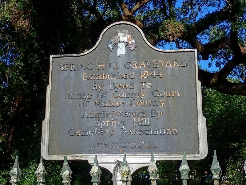 Spring Hill Graveyard Marker east facing side, visible from the road image. Click for full size.