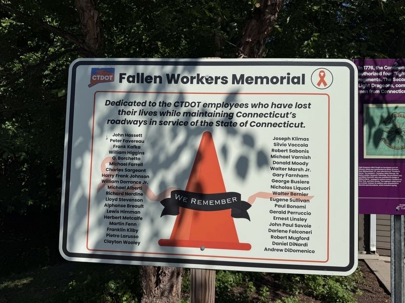 Adjacent sign -- Fallen Workers Memorial. Click for full size. Adjacent sign -- Fallen Workers Memorial image. Click for full size.