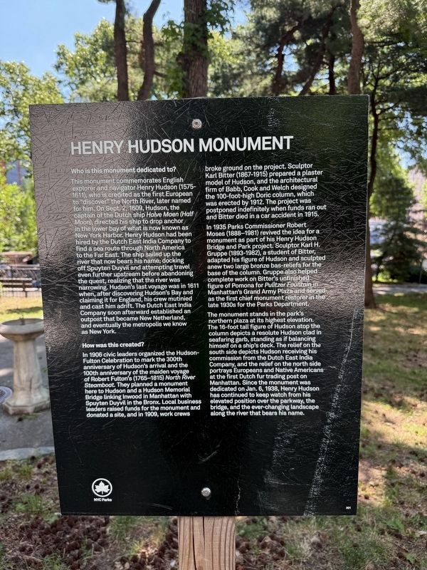 Henry Hudson Monument Marker. Click for full size. Henry Hudson Monument Marker image. Click for full size.
