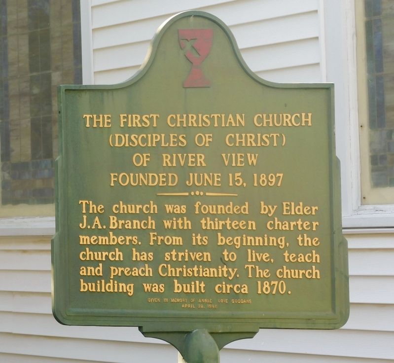 The First Christian Church (Disciples of Christ) of River View Marker. Click for full size. The First Christian Church (Disciples of Christ) of River View Marker image. Click for full size.