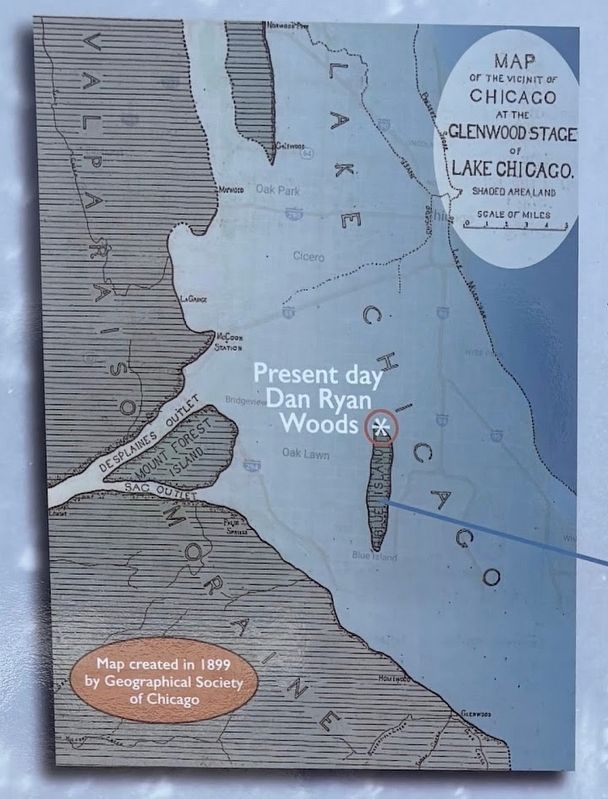 Close-up of the map of Lake Chicago image. Click for full size.