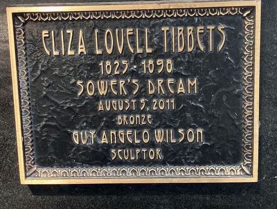 Eliza Lovell Tibbets - <i>Sower�s Dream</i> statue plaque image. Click for full size.