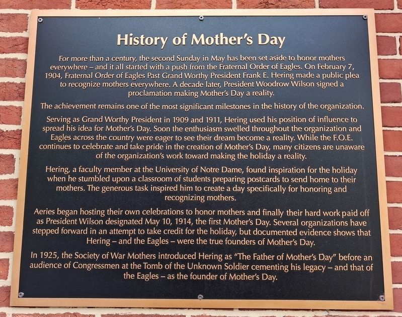 History of Mother's Day Marker image. Click for full size.