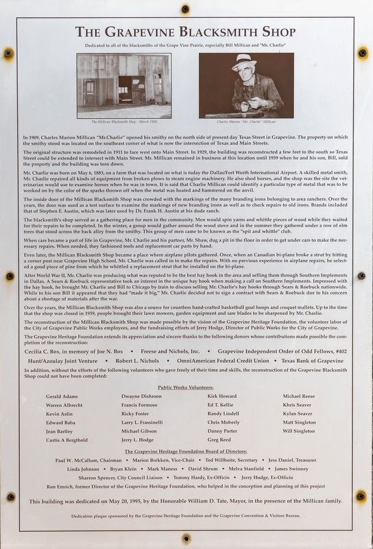 The Grapevine Blacksmith Shop Marker image. Click for full size.