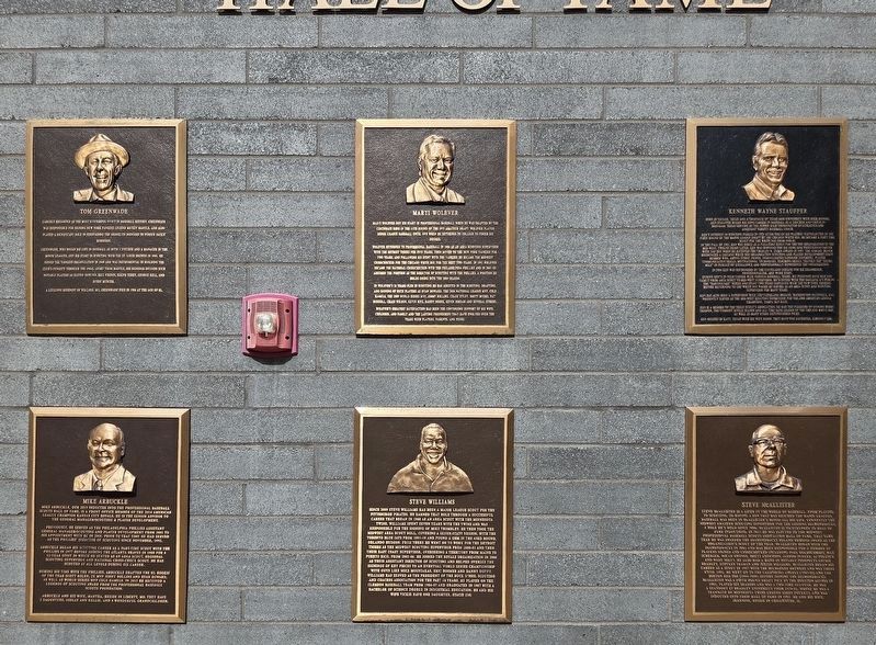 Steve Williams Marker (bottom center) at the Professional Baseball Scouts Hall of Fame. Click for full size. Steve Williams Marker (bottom center) at the Professional Baseball Scouts Hall of Fame image. Click for full size.