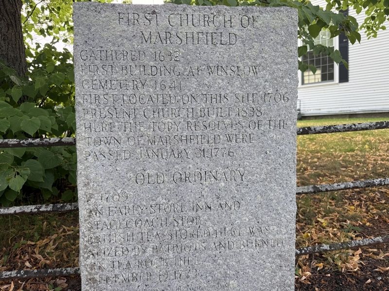 First Church of Marshfield Marker. Click for full size. First Church of Marshfield Marker image. Click for full size.