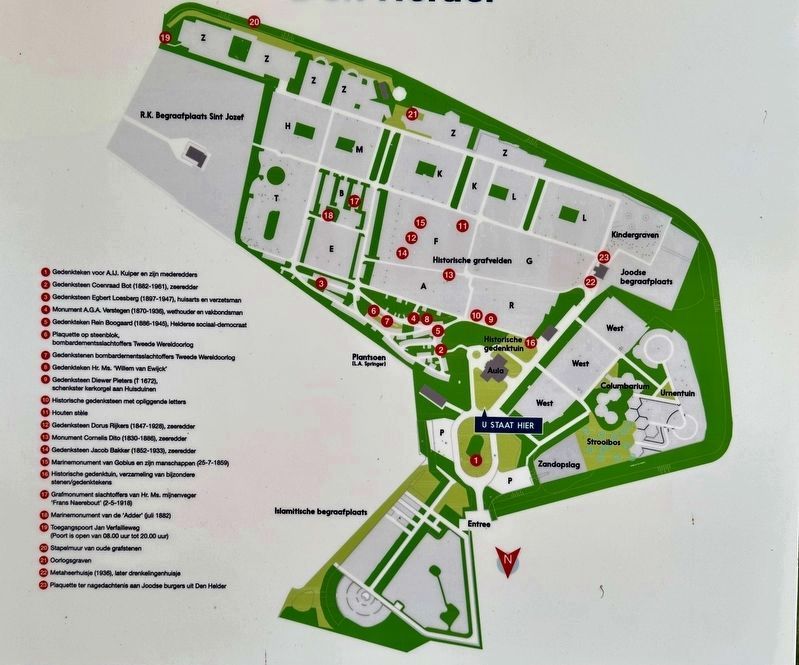 Den Helder General Cemetery marker: map side image. Click for full size.