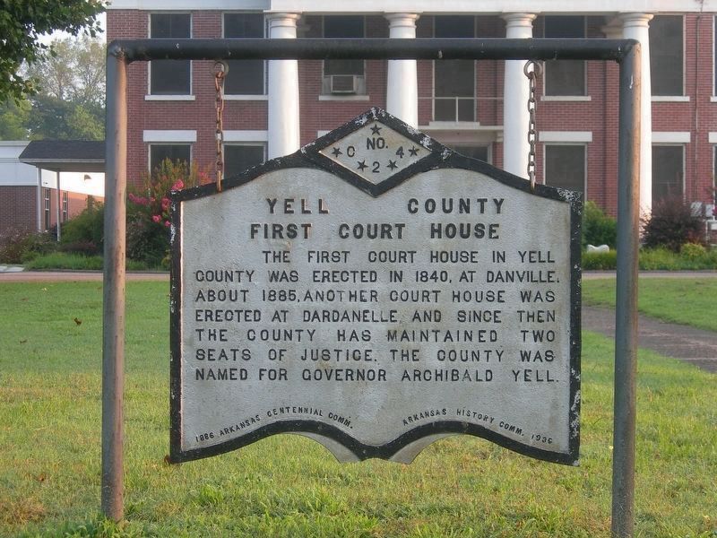 Yell County First Court House Marker. Click for full size. Yell County First Court House Marker image. Click for full size.