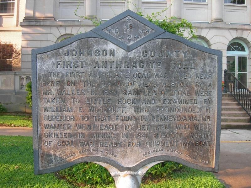 Johnson County First Anthracite Coal Marker. Click for full size. Johnson County First Anthracite Coal Marker image. Click for full size.