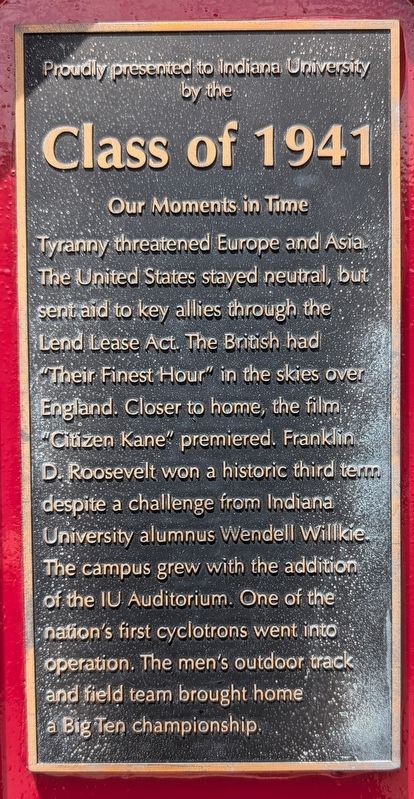 Class of 1941 Marker. Click for full size. Class of 1941 Marker image. Click for full size.