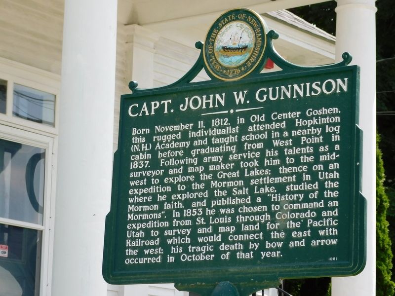 Capt. John W. Gunnison Marker image. Click for full size.