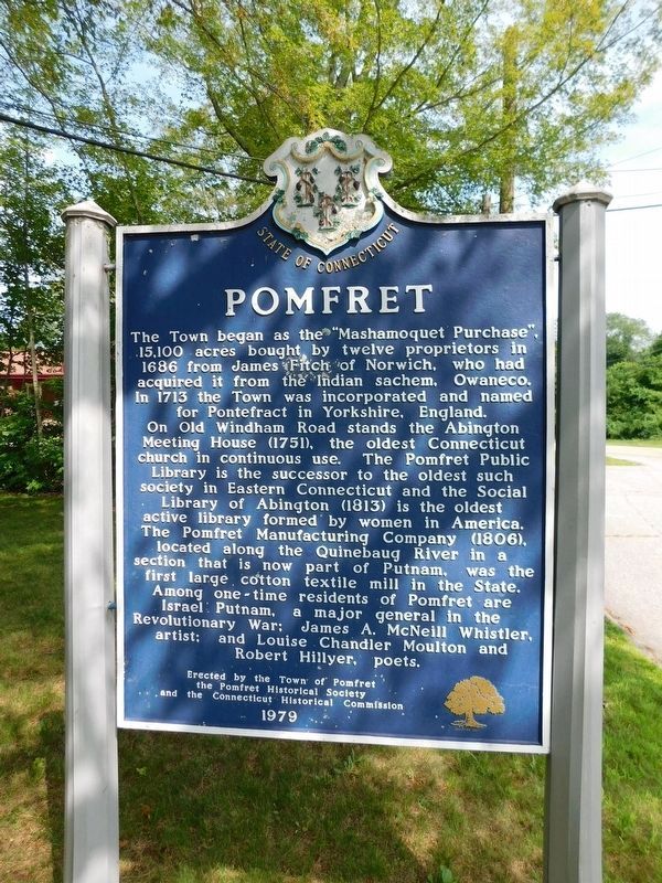 Pomfret Marker image. Click for full size.