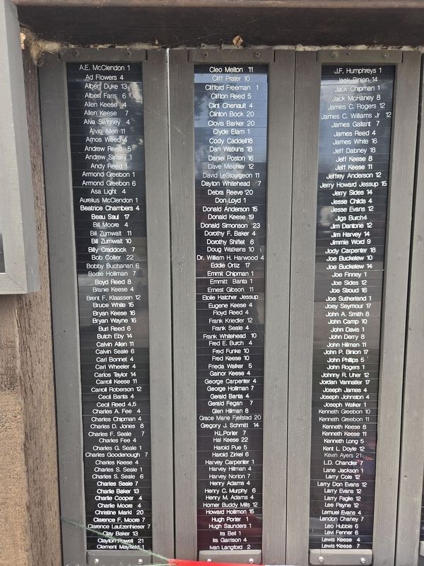 Medina Veterans Marker - Closeup of Columns 1-3 image. Click for full size.