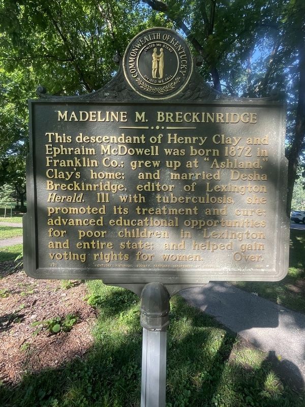 Madeline M. Breckinridge Marker. Click for full size. Madeline M. Breckinridge Marker image. Click for full size.