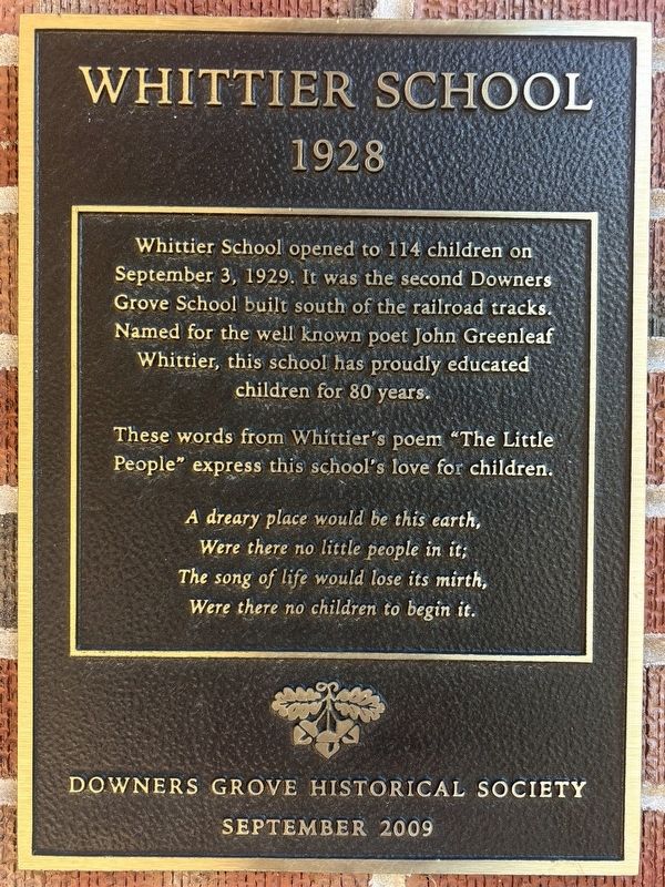 Whittier School Marker. Click for full size. Whittier School Marker image. Click for full size.