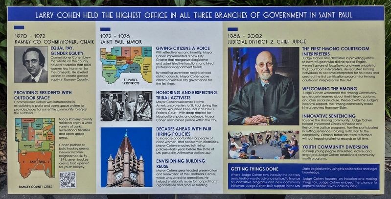 Larry Cohen Held the Highest Office in All Three Branches of Government in Saint Paul Marker. Click for full size. Larry Cohen Held the Highest Office in All Three Branches of Government in Saint Paul Marker image. Click for full size.