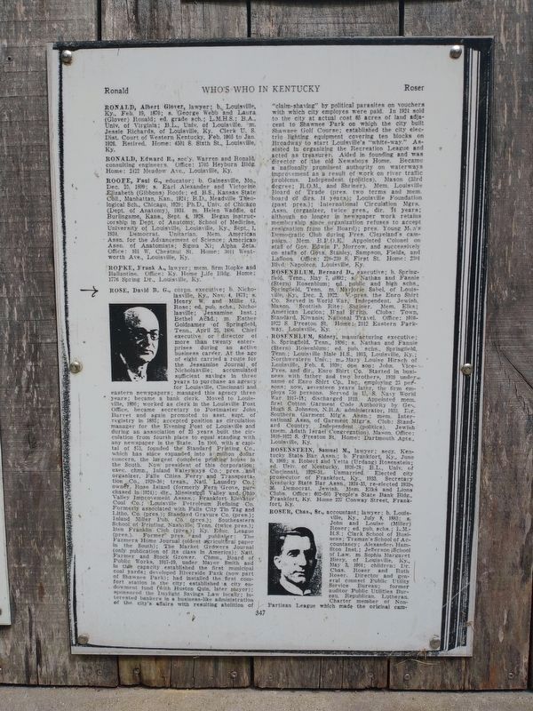 Who's Who in Kentucky - David B.G. Rose. Click for full size. Who's Who in Kentucky - David B.G. Rose image. Click for full size.
