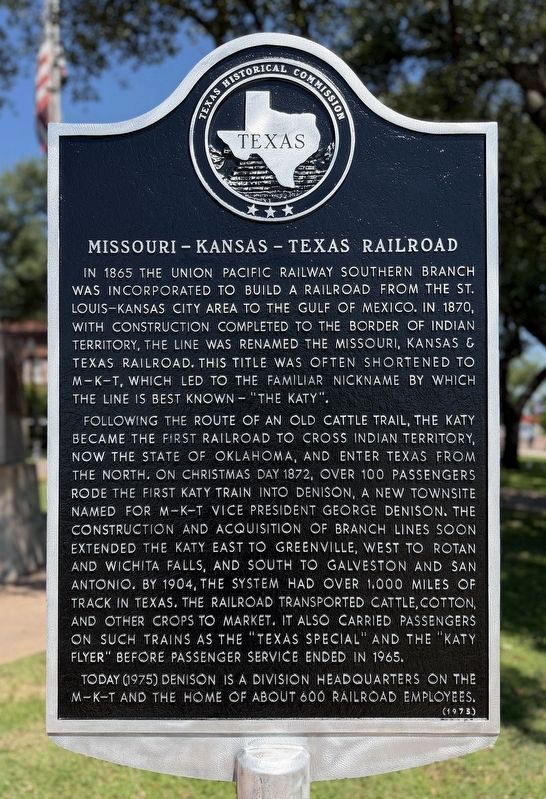 Missouri-Kansas-Texas Railroad Marker. Click for full size. Missouri-Kansas-Texas Railroad Marker image. Click for full size.