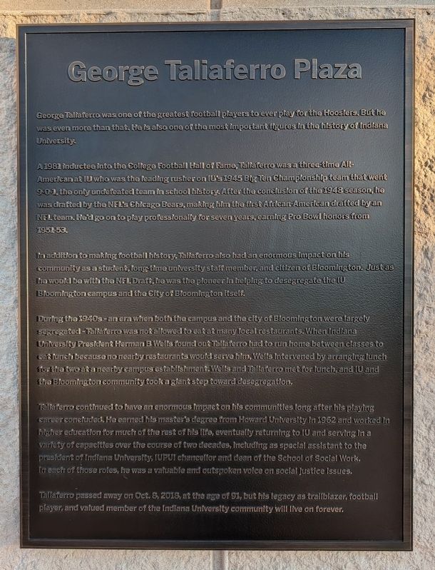 George Taliaferro Plaza Marker. Click for full size. George Taliaferro Plaza Marker image. Click for full size.