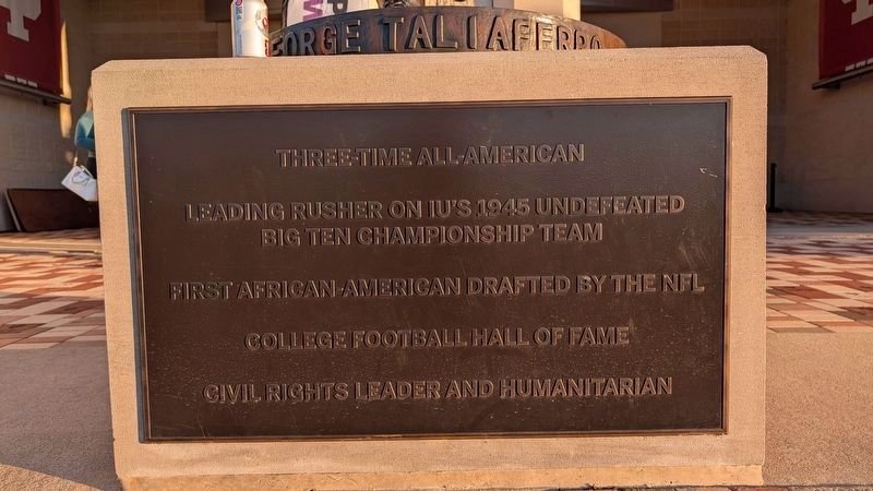 Plaque on the base of the George Taliaferro statue. Click for full size. Plaque on the base of the George Taliaferro statue image. Click for full size.