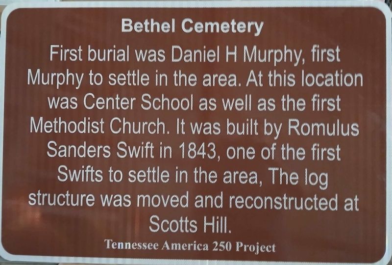 Bethel Cemetery Marker. Click for full size. Bethel Cemetery Marker image. Click for full size.
