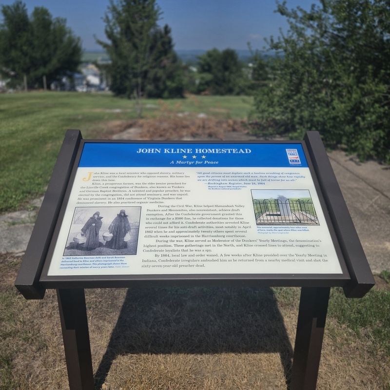 John Kline Homestead Marker image. Click for full size.