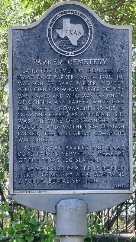 Parker Cemetery Marker image. Click for full size.