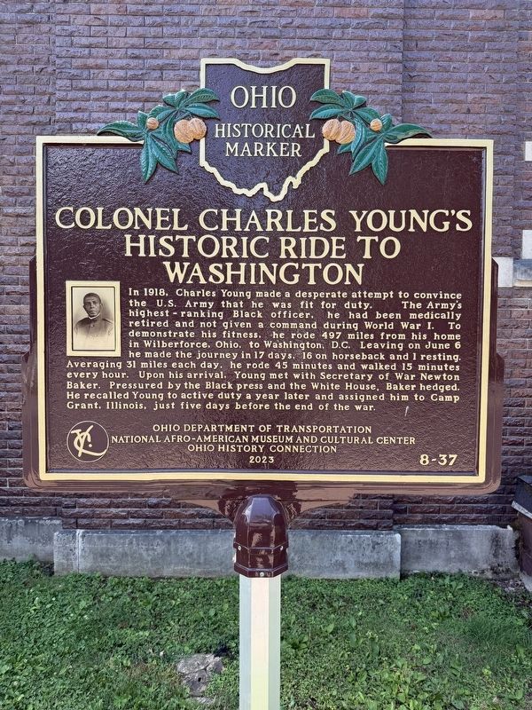 Colonel Charles Young’s Historic Ride to Washington Marker. Click for full size. Colonel Charles Young’s Historic Ride to Washington Marker image. Click for full size.