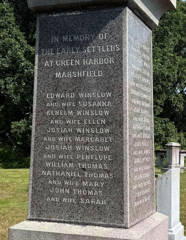 Early Settlers at Green Harbor Marshfield Marker. Click for full size. Early Settlers at Green Harbor Marshfield Marker image. Click for full size.