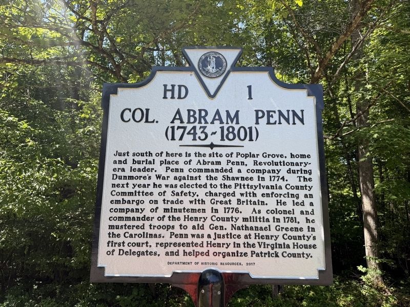 Col. Abram Penn Marker. Click for full size. Col. Abram Penn Marker image. Click for full size.