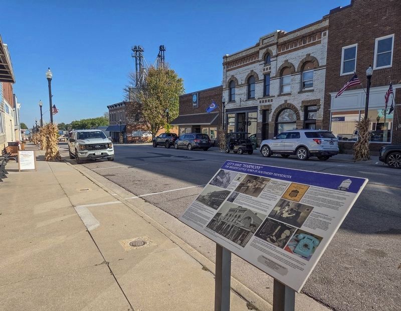 Let's Have "Harmony" Marker on the west side of Main Avenue. Click for full size. Let's Have "Harmony" Marker on the west side of Main Avenue image. Click for full size.