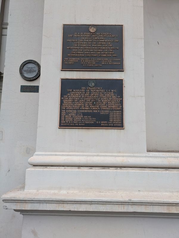 Royal Exhibition Building Opening Centenary Marker. Click for full size. Royal Exhibition Building Opening Centenary Marker image. Click for full size.