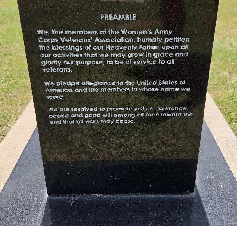 Women's Army Corps Memorial - Right Side. Click for full size. Women's Army Corps Memorial - Right Side image. Click for full size.