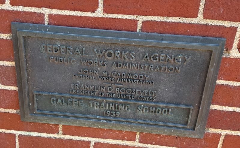Public Works Administration plaque on the building. Click for full size. Public Works Administration plaque on the building image. Click for full size.
