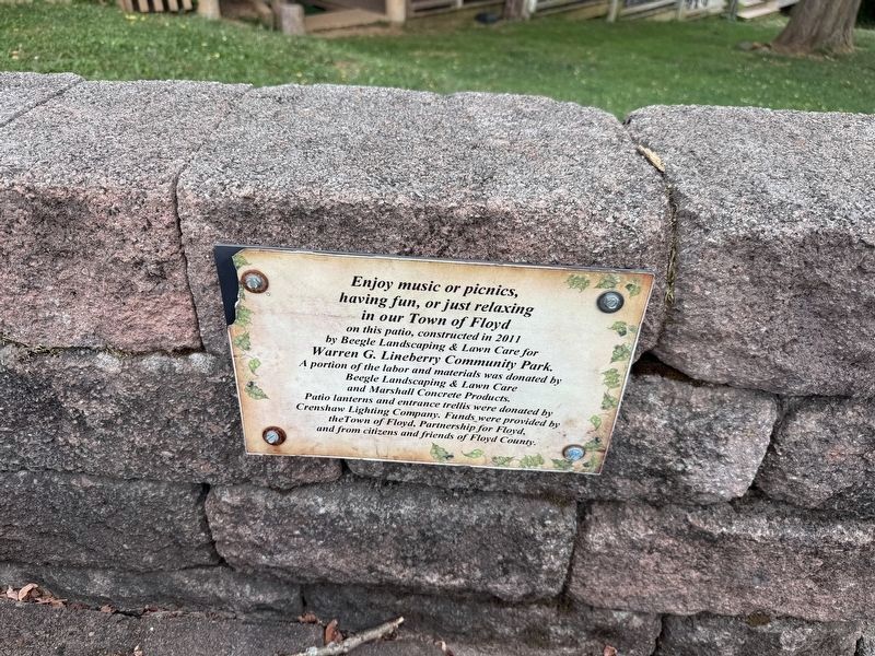 Warren G. Lineberry Community Park Patio Marker. Click for full size. Warren G. Lineberry Community Park Patio Marker image. Click for full size.