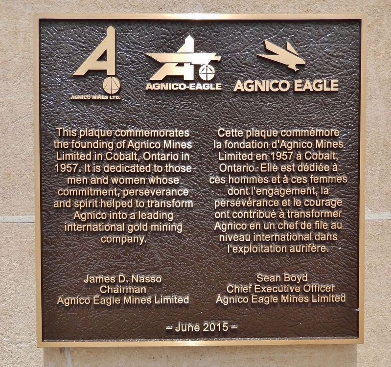 Agnico Eagle Mines Limited Marker image. Click for full size.