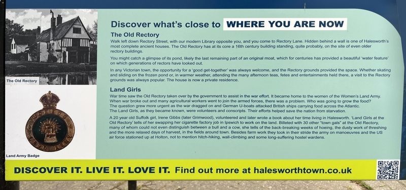 The Old Rectory; Land Girls Marker. Click for full size. The Old Rectory; Land Girls Marker image. Click for full size.