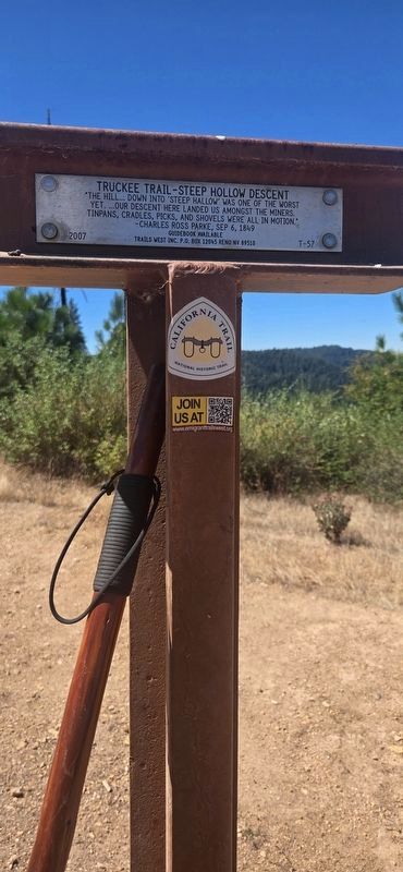 Truckee Trail - Steep Hollow Descent Marker. Click for full size. Truckee Trail - Steep Hollow Descent Marker image. Click for full size.