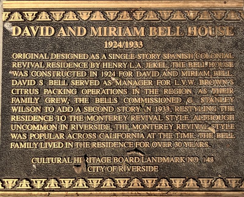 David and Miriam Bell House Marker. Click for full size. David and Miriam Bell House Marker image. Click for full size.