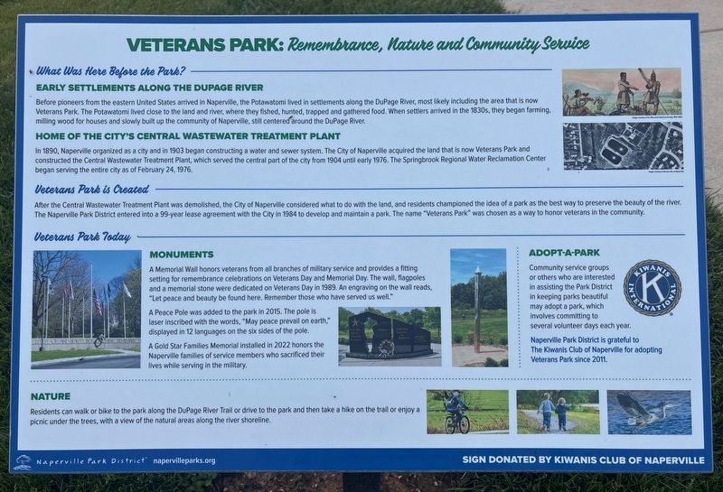 Veterans Park: Remembrance, Nature and Community Service Marker. Click for full size. Veterans Park: Remembrance, Nature and Community Service Marker image. Click for full size.