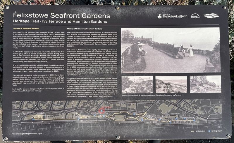 Felixstowe Seafront Gardens Marker. Click for full size. Felixstowe Seafront Gardens Marker image. Click for full size.