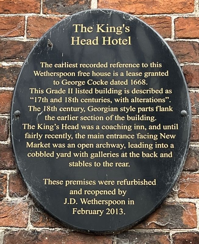 The King's Head Hotel Marker image. Click for full size.